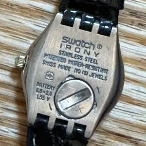 Swatch  Swiss Irony Lady Reverence Black band and Gold  Rim Classic Timepiece Swatch | Accessories | Swatch Swiss Irony Lady Reverence  main image 3